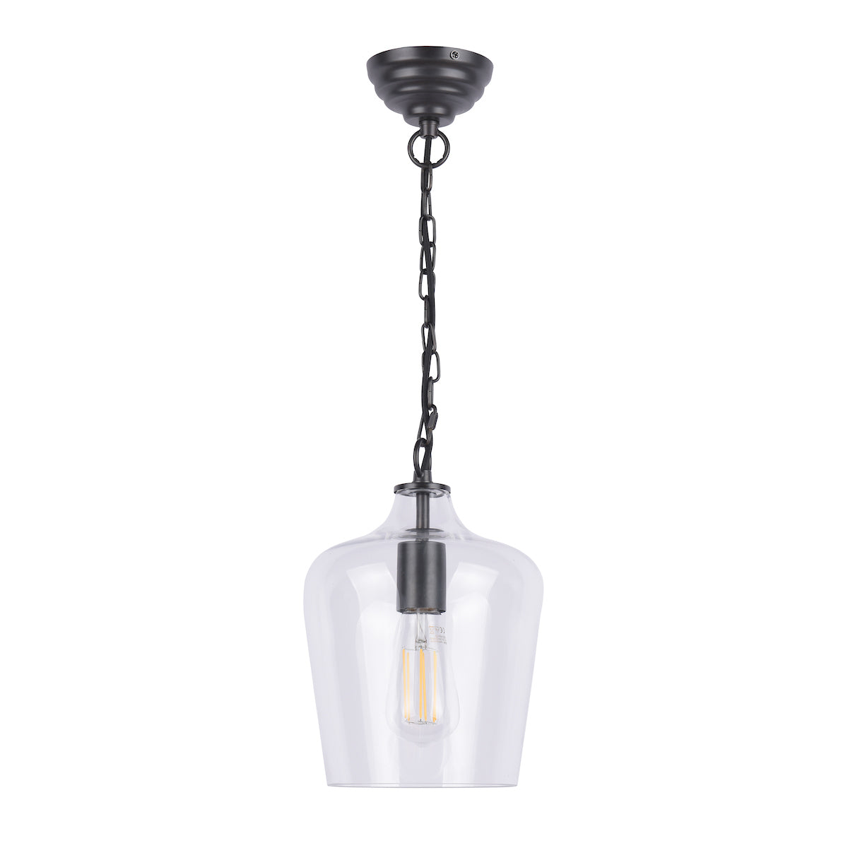 Laura Ashley Ockley Pendant Brushed Black & Glass – from Amos Lighting + Home