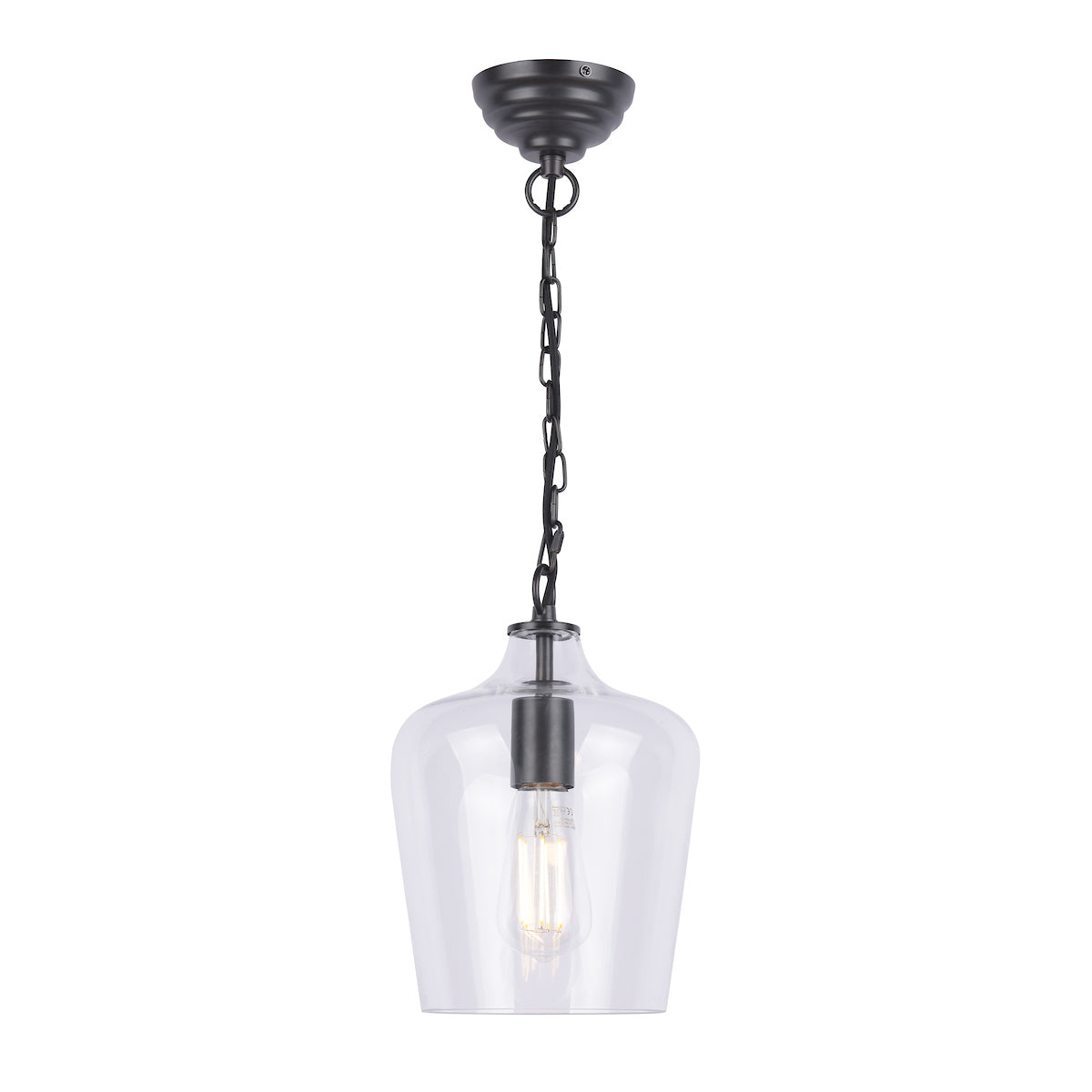 Laura Ashley Ockley Pendant Brushed Black & Glass – from Amos Lighting + Home