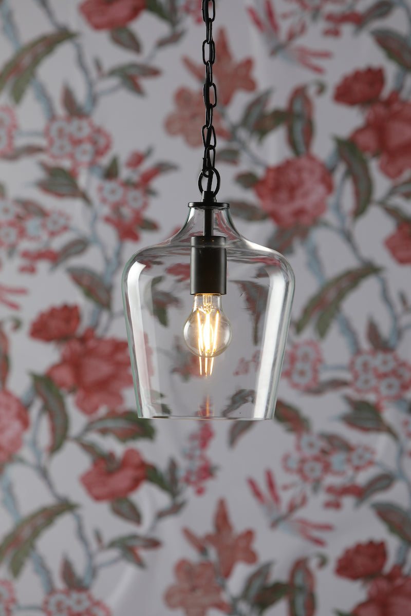 Laura Ashley Ockley Pendant Brushed Black & Glass – from Amos Lighting + Home