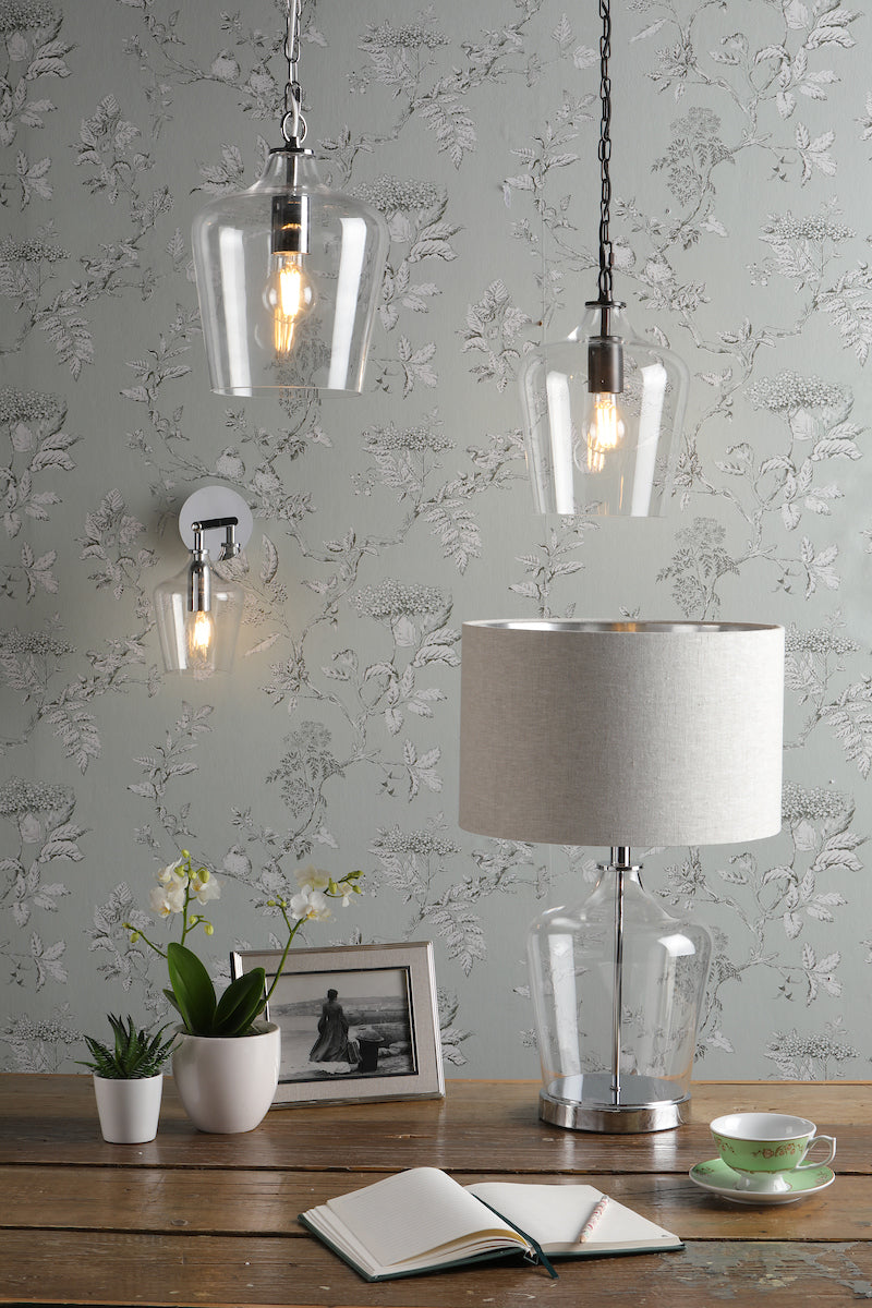 Laura Ashley Ockley Wall Light Polished Chrome & Glass – from Amos Lighting + Home