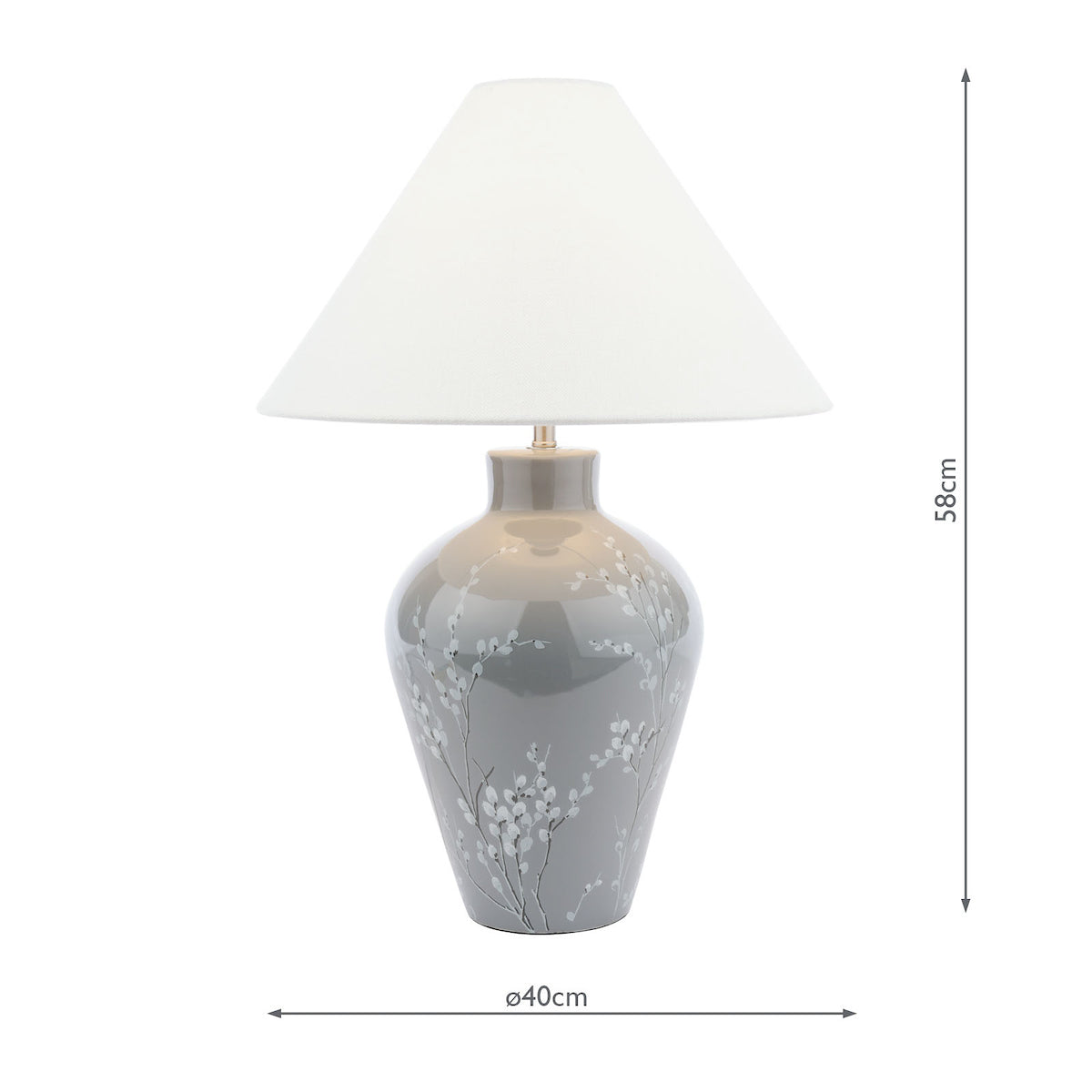 Laura Ashley Pussywillow Table Lamp Grey Ceramic – from Amos Lighting + Home