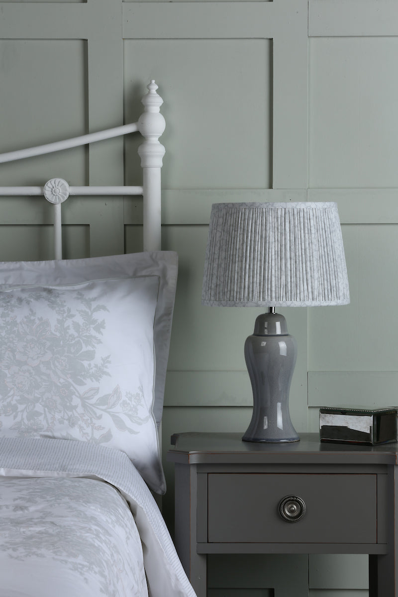 Laura Ashley Regina Small Table Lamp Pale Slate Grey Base – from Amos Lighting + Home