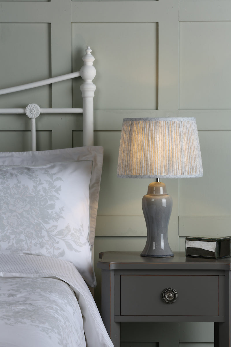 Laura Ashley Regina Small Table Lamp Pale Slate Grey Base – from Amos Lighting + Home
