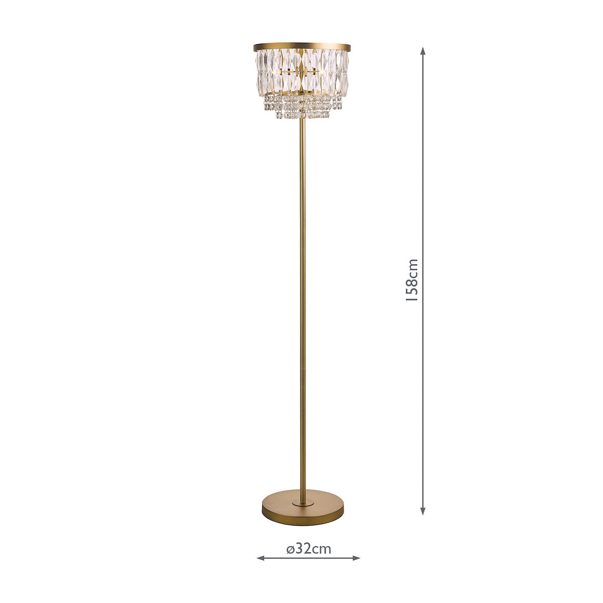 Laura Ashley Rhosill 3 Light Floor Lamp Crystal and Matt Antique Brass – from Amos Lighting + Home