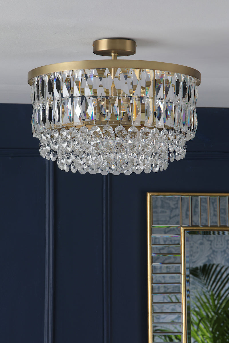 Laura Ashley Rhosill 3 Light Semi Flush Matt Antique Brass – from Amos Lighting + Home