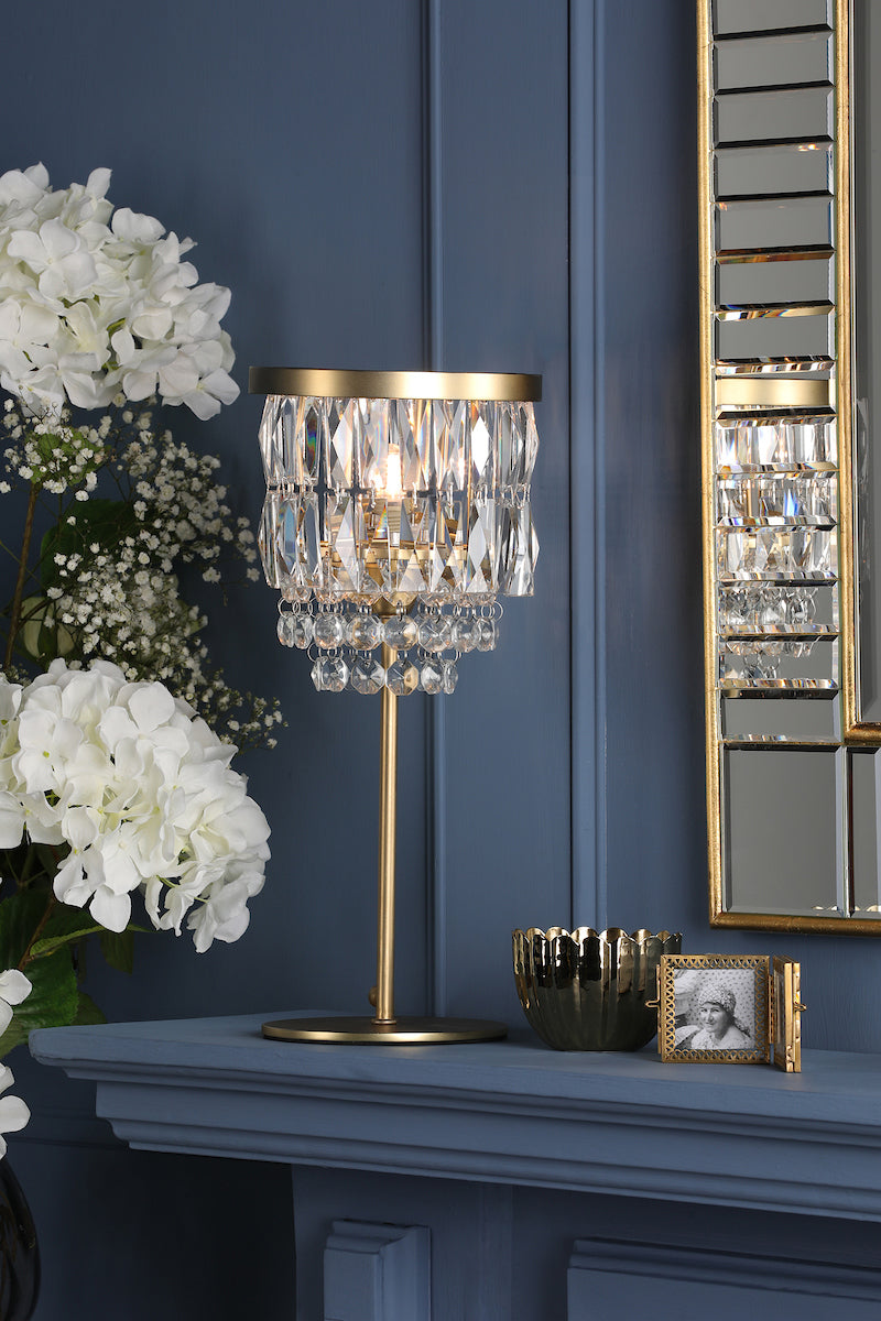 Laura Ashley Rhosill Table Lamp Crystal and Antique Brass – from Amos Lighting + Home