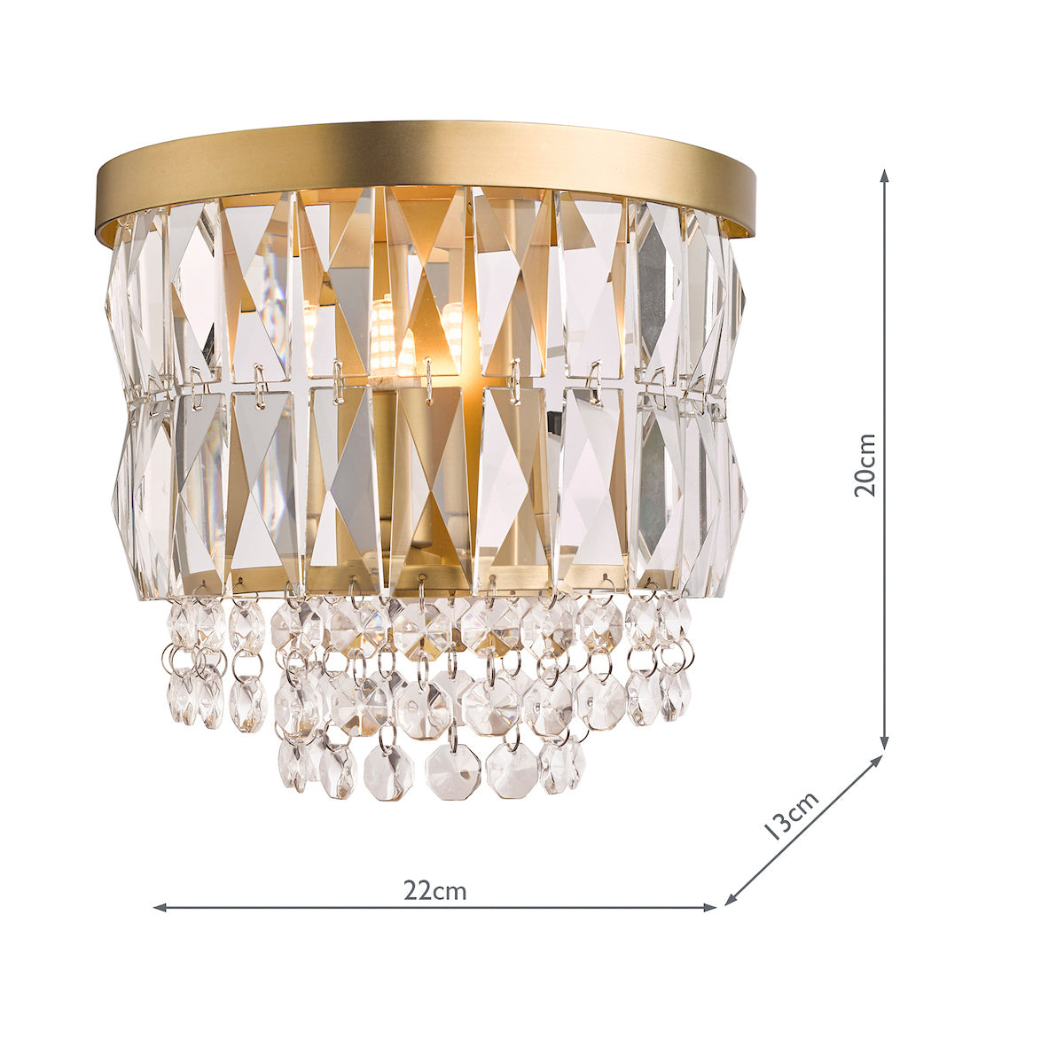 Laura Ashley Rhosill Wall Light Crystal and Matt Antique Brass – from Amos Lighting + Home