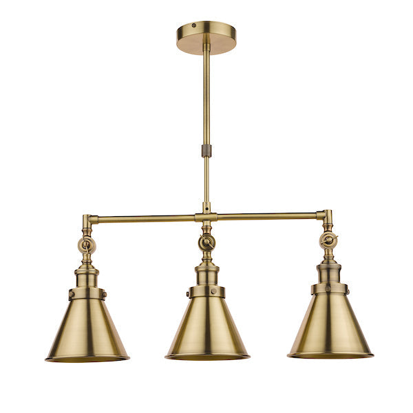 Laura Ashley Rufus 3lt Bar Pendant Antique Brass – from Amos Lighting + Home