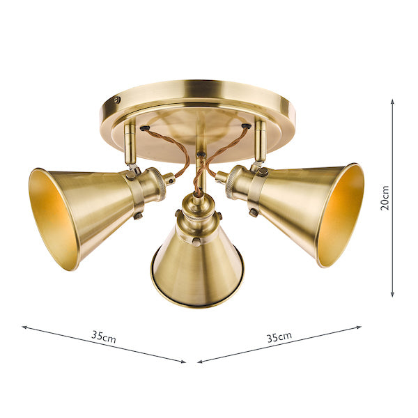 Laura Ashley Rufus 3lt Round Plate Spotlight Antique Brass – from Amos Lighting + Home