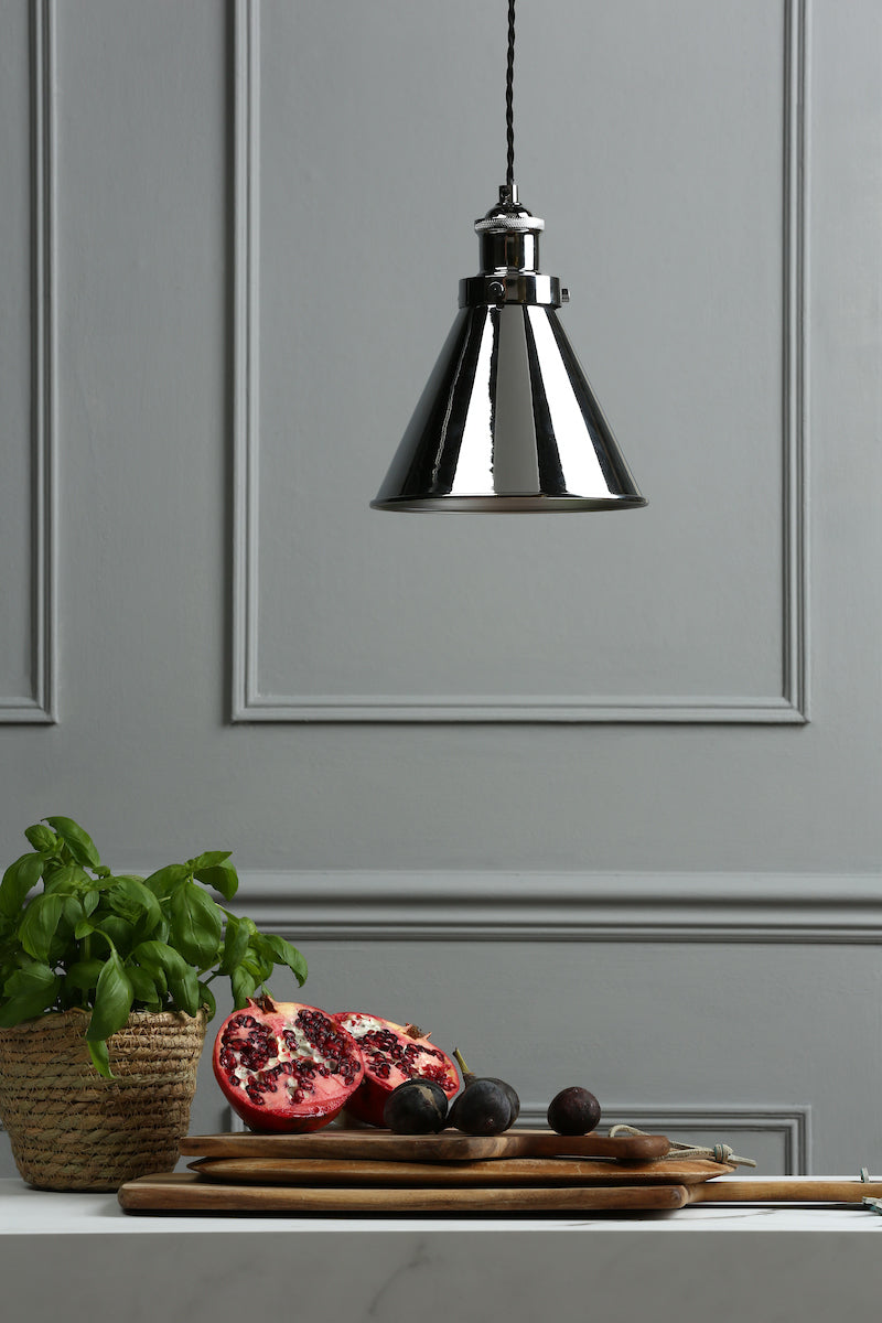 Laura Ashley Rufus Pendant Polished Chrome – from Amos Lighting + Home