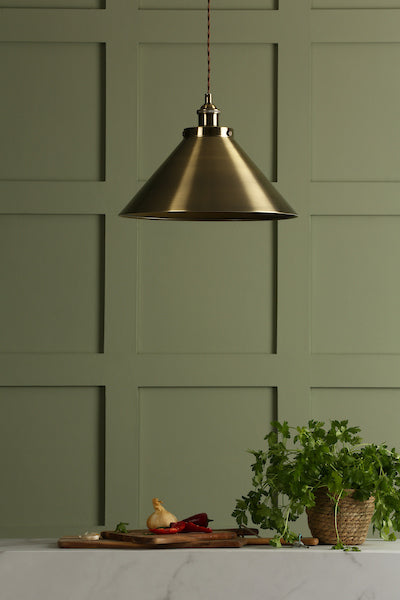 Laura Ashley Rufus Single Pendant Antique Brass – from Amos Lighting + Home