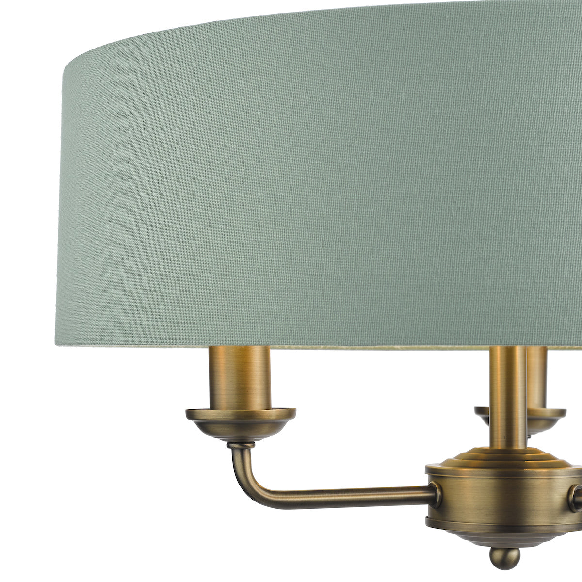 Laura Ashley Sorrento 3 Light Chandelier Matt Antique Brass and Green With Shade – from Amos Lighting + Home