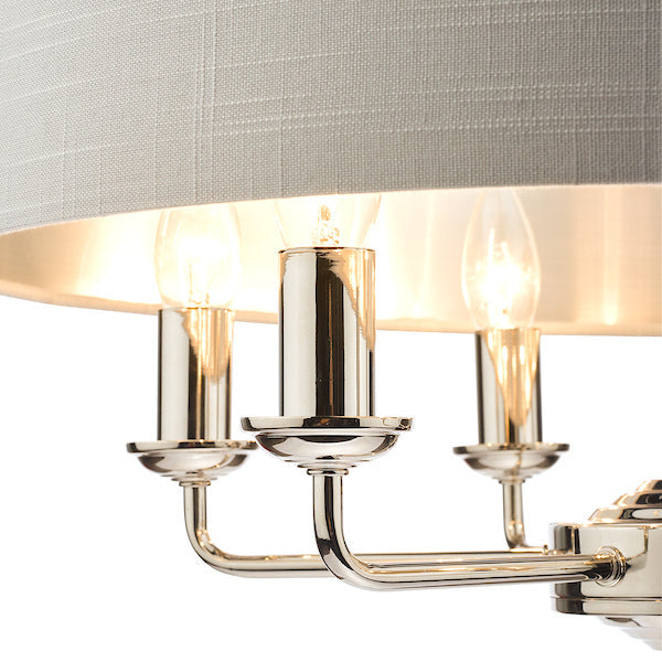 Laura Ashley Sorrento 6lt Pendant Polished Nickel with Silver Shade – from Amos Lighting + Home