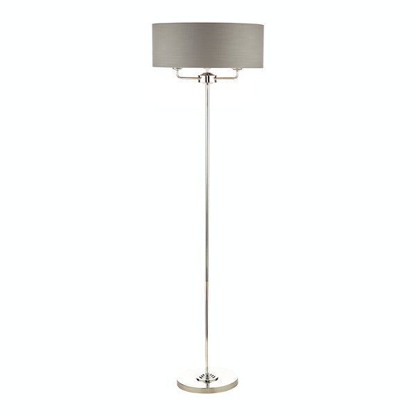 Laura Ashley Sorrento Floor Lamp Polished Nickel with Charcoal Shade – from Amos Lighting + Home