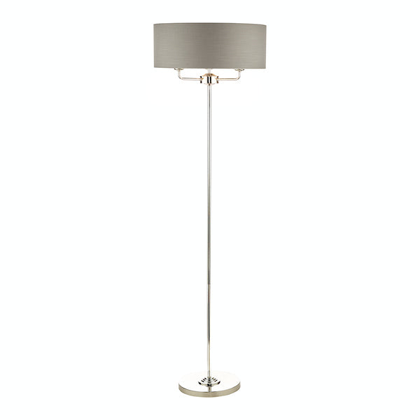 Laura Ashley Sorrento Floor Lamp Polished Nickel with Charcoal Shade – from Amos Lighting + Home