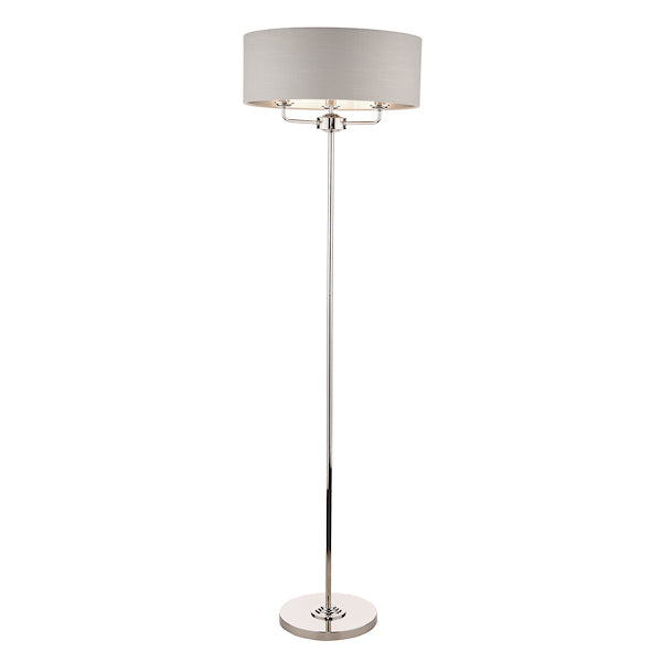 Laura Ashley Sorrento Floor Lamp Polished Nickel with Silver Shade – from Amos Lighting + Home