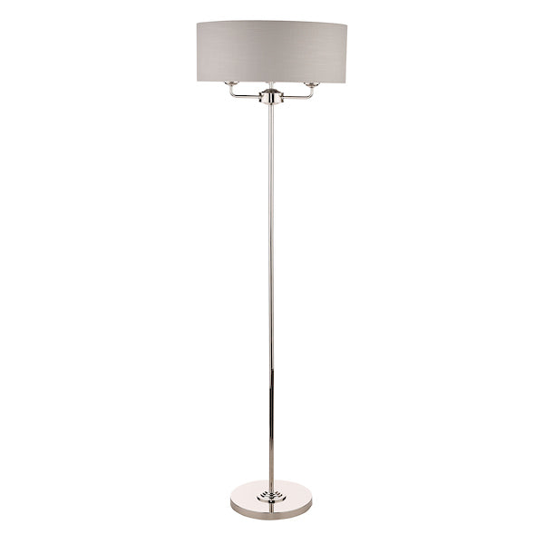 Laura Ashley Sorrento Floor Lamp Polished Nickel with Silver Shade – from Amos Lighting + Home