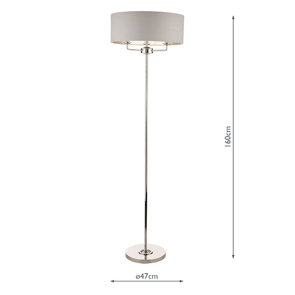 Laura Ashley Sorrento Floor Lamp Polished Nickel with Silver Shade – from Amos Lighting + Home