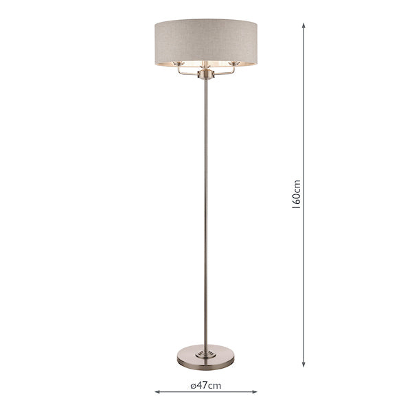 Laura Ashley Sorrento Floor Lamp Satin Nickel with Natural Shade – from Amos Lighting + Home