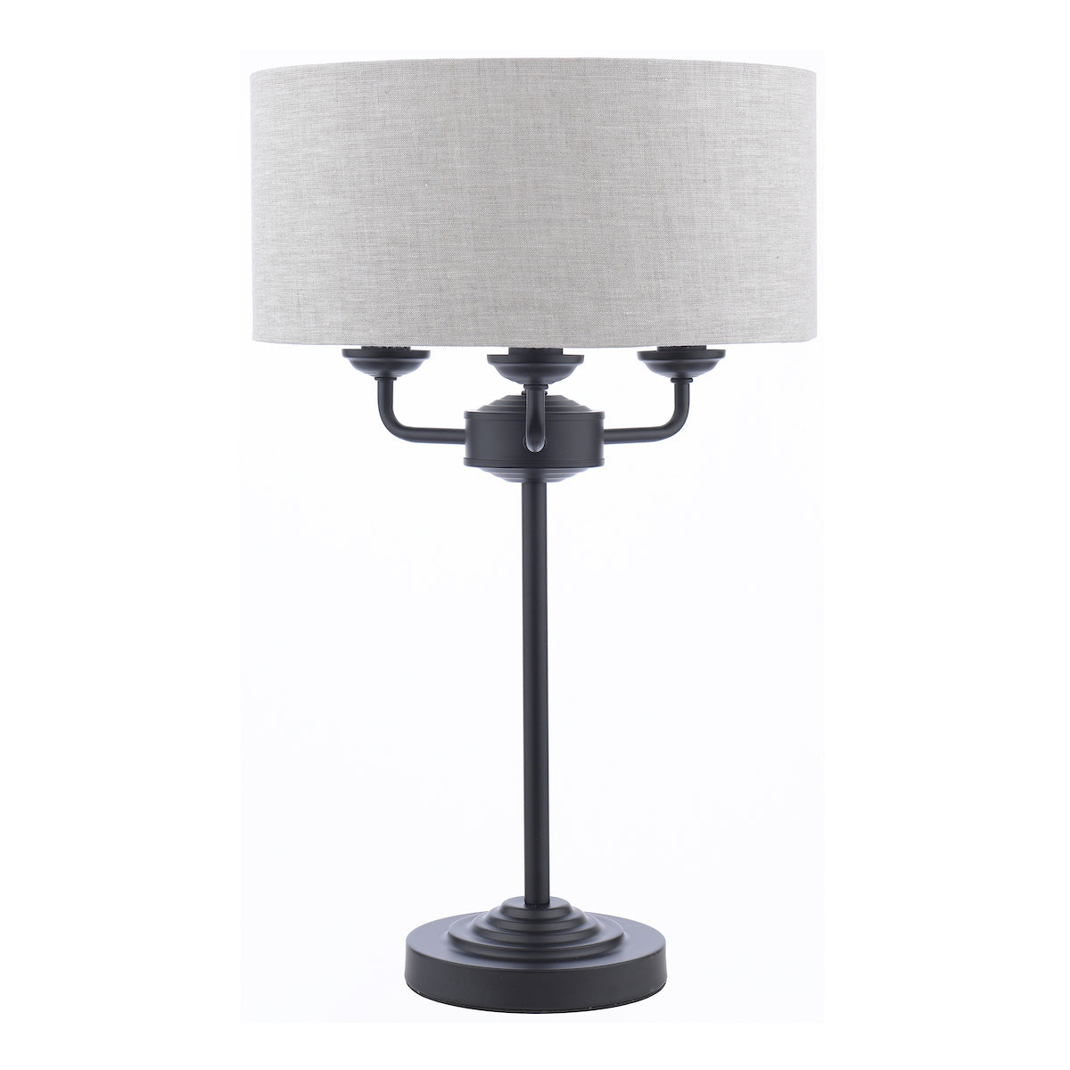 Laura Ashley Sorrento Table Lamp Matt Black and Natural With Shade – from Amos Lighting + Home
