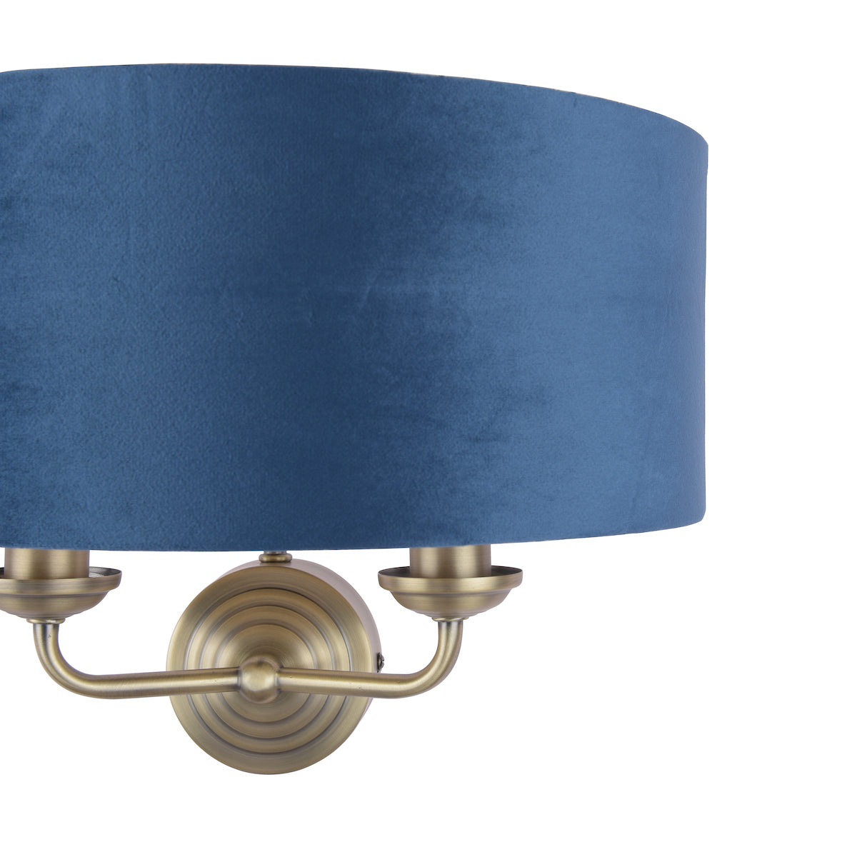Laura Ashley Sorrento Wall Light Antique Brass & Blue Velvet – from Amos Lighting + Home