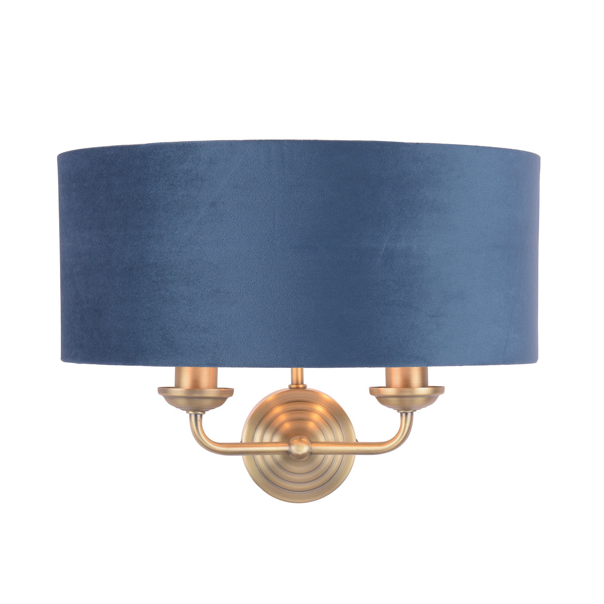 Laura Ashley Sorrento Wall Light Antique Brass & Blue Velvet – from Amos Lighting + Home