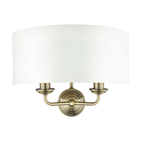 Laura Ashley Sorrento Wall Light Antique Brass with Ivory Shade – from Amos Lighting + Home