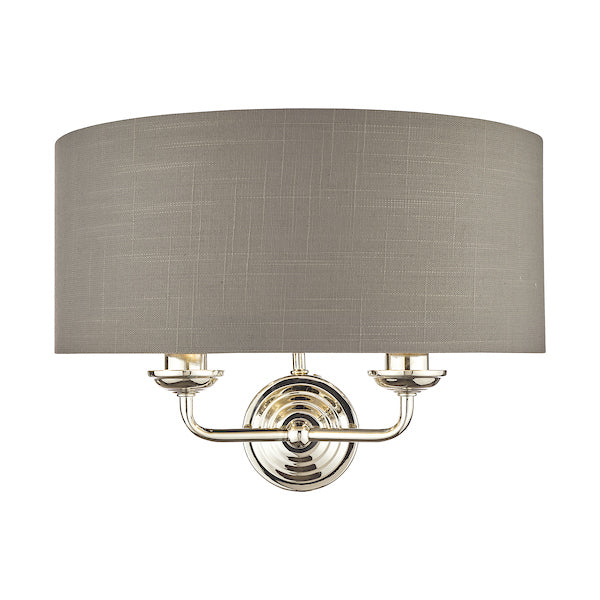 Laura Ashley Sorrento Wall Light Polished Nickel with Charcoal Shade – from Amos Lighting + Home