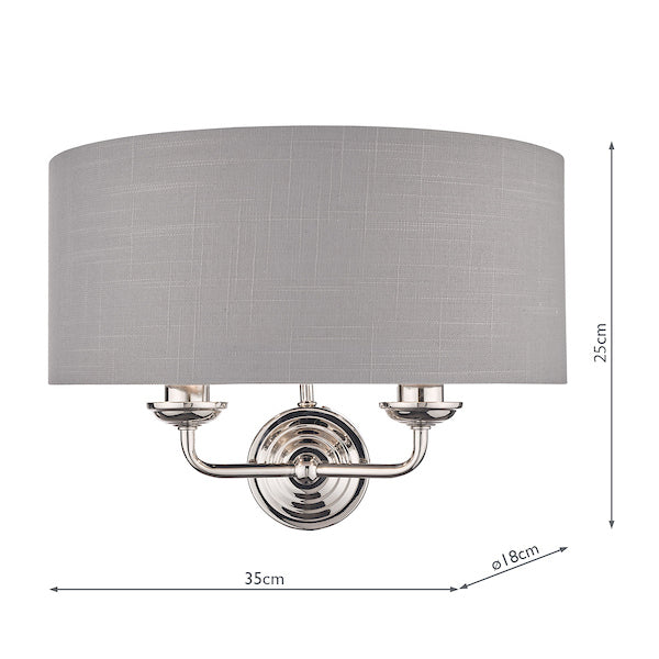 Laura Ashley Sorrento Wall Light Polished Nickel with Charcoal Shade – from Amos Lighting + Home