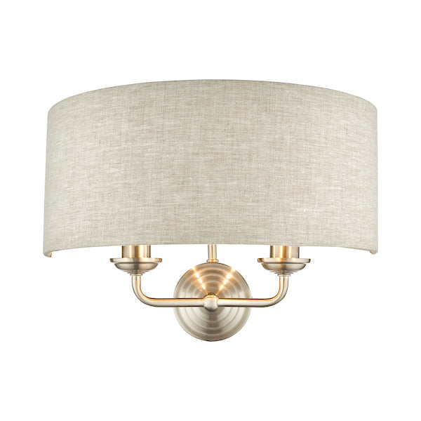 Laura Ashley Sorrento Wall Light Satin Nickel with Natural Shade – from Amos Lighting + Home