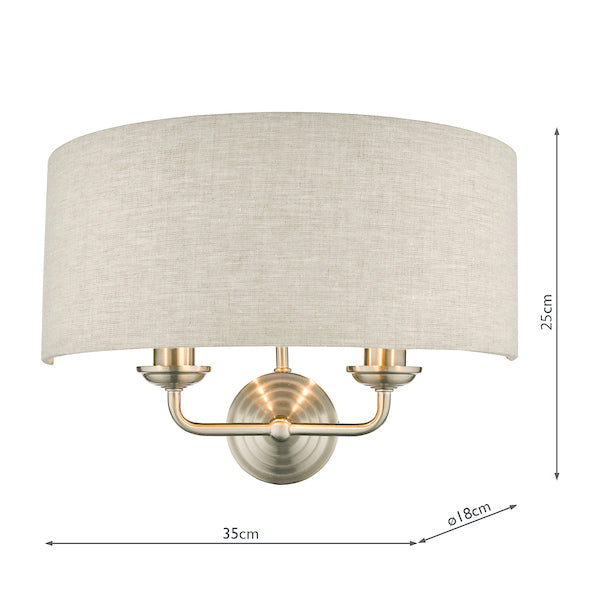 Laura Ashley Sorrento Wall Light Satin Nickel with Natural Shade – from Amos Lighting + Home