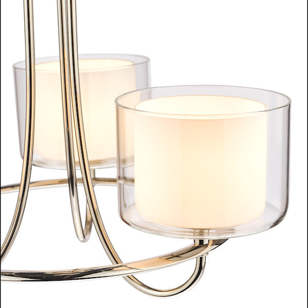 Laura Ashley Southwell 3 Light Chandelier Polished Nickel & Glass Shades – from Amos Lighting + Home