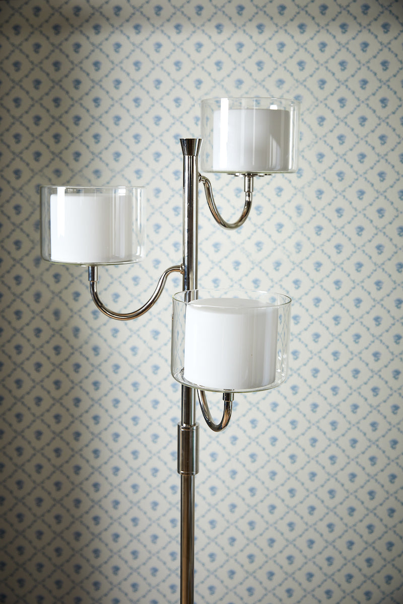 Laura Ashley Southwell 3 Light Floor Lamp Polished Nickel and Opal Glass – from Amos Lighting + Home