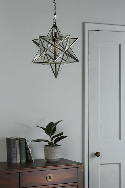 Laura Ashley Star Pendant Polished Silver Glass Large – from Amos Lighting + Home