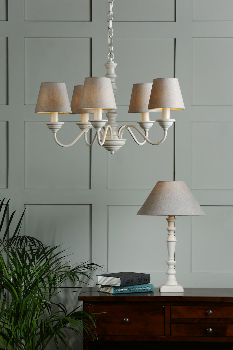 Laura Ashley Tate 5lt Pendant Distressed Off White – from Amos Lighting + Home