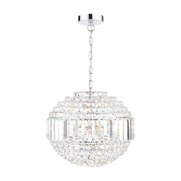 Laura Ashley Vienna 5 Light Orb Pendant Chandelier Crystal and Polished Chrome – from Amos Lighting + Home