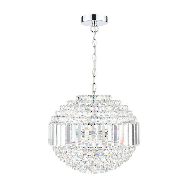 Laura Ashley Vienna 5 Light Orb Pendant Chandelier Crystal and Polished Chrome – from Amos Lighting + Home