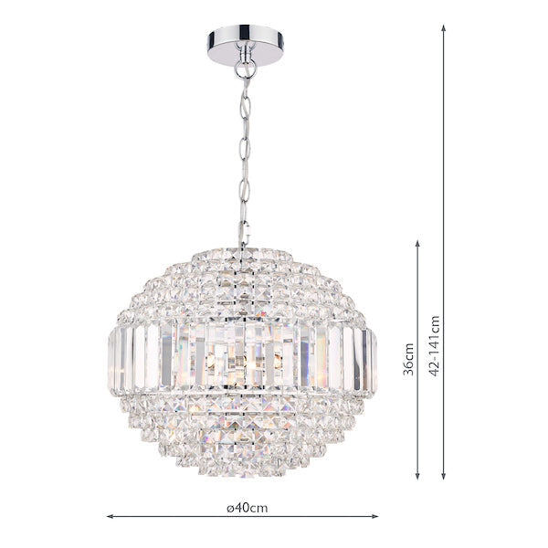 Laura Ashley Vienna 5 Light Orb Pendant Chandelier Crystal and Polished Chrome – from Amos Lighting + Home