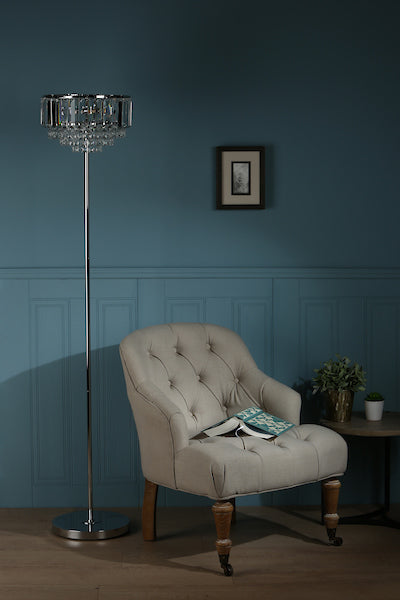 Laura Ashley Vienna Floor Lamp Crystal and Polished Chrome – from Amos Lighting + Home