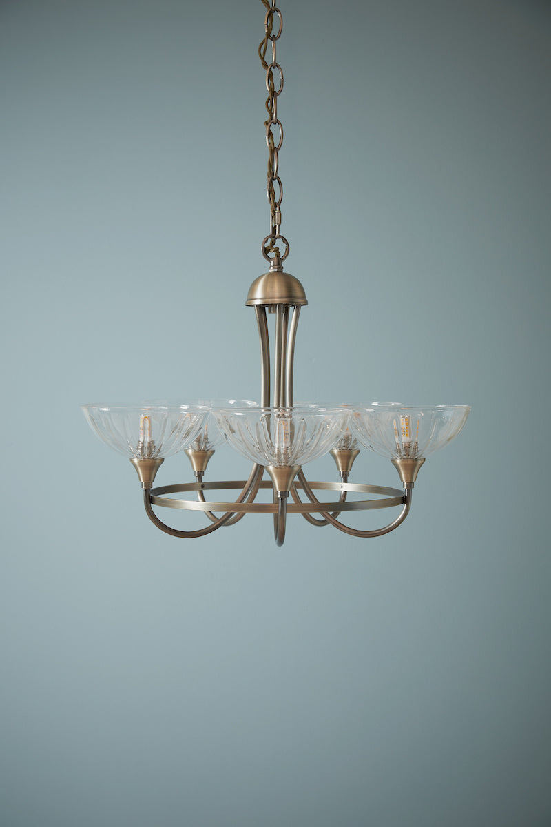 Laura Ashley Wellham 5 Light Armed Pendant Antique Brass – from Amos Lighting + Home