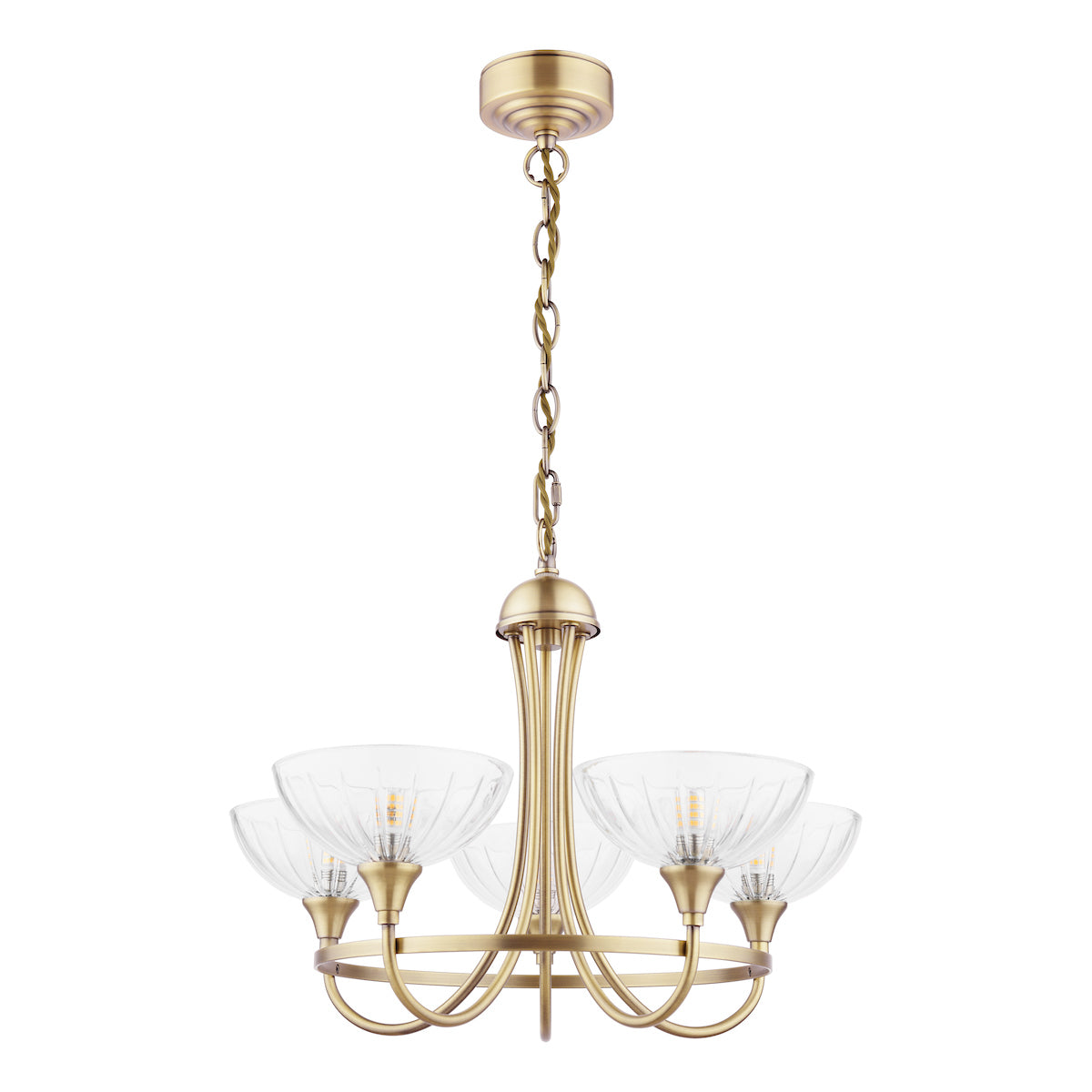 Laura Ashley Wellham 5 Light Armed Pendant Antique Brass – from Amos Lighting + Home