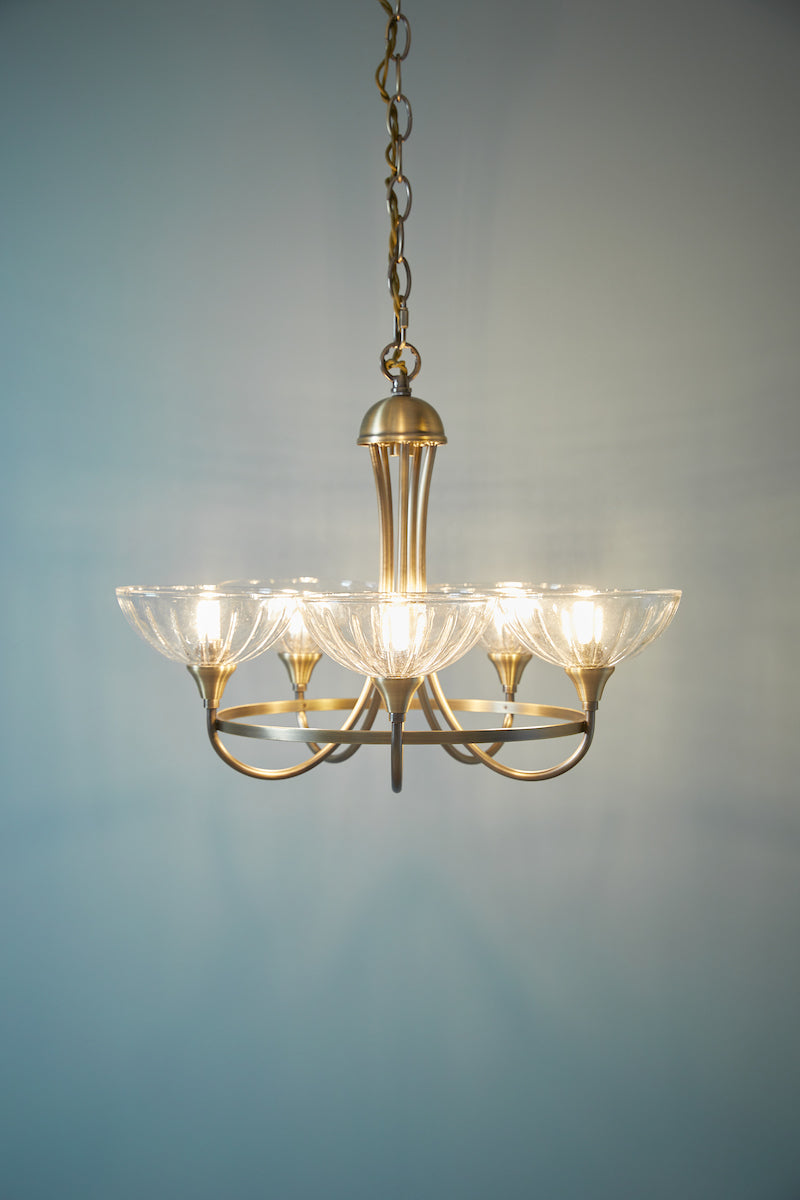 Laura Ashley Wellham 5 Light Armed Pendant Antique Brass – from Amos Lighting + Home
