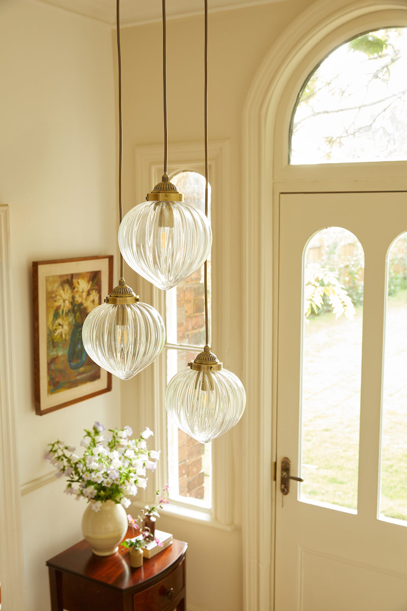 Laura Ashley Whitham 3 Light Cluster Pendant Antique Brass – from Amos Lighting + Home