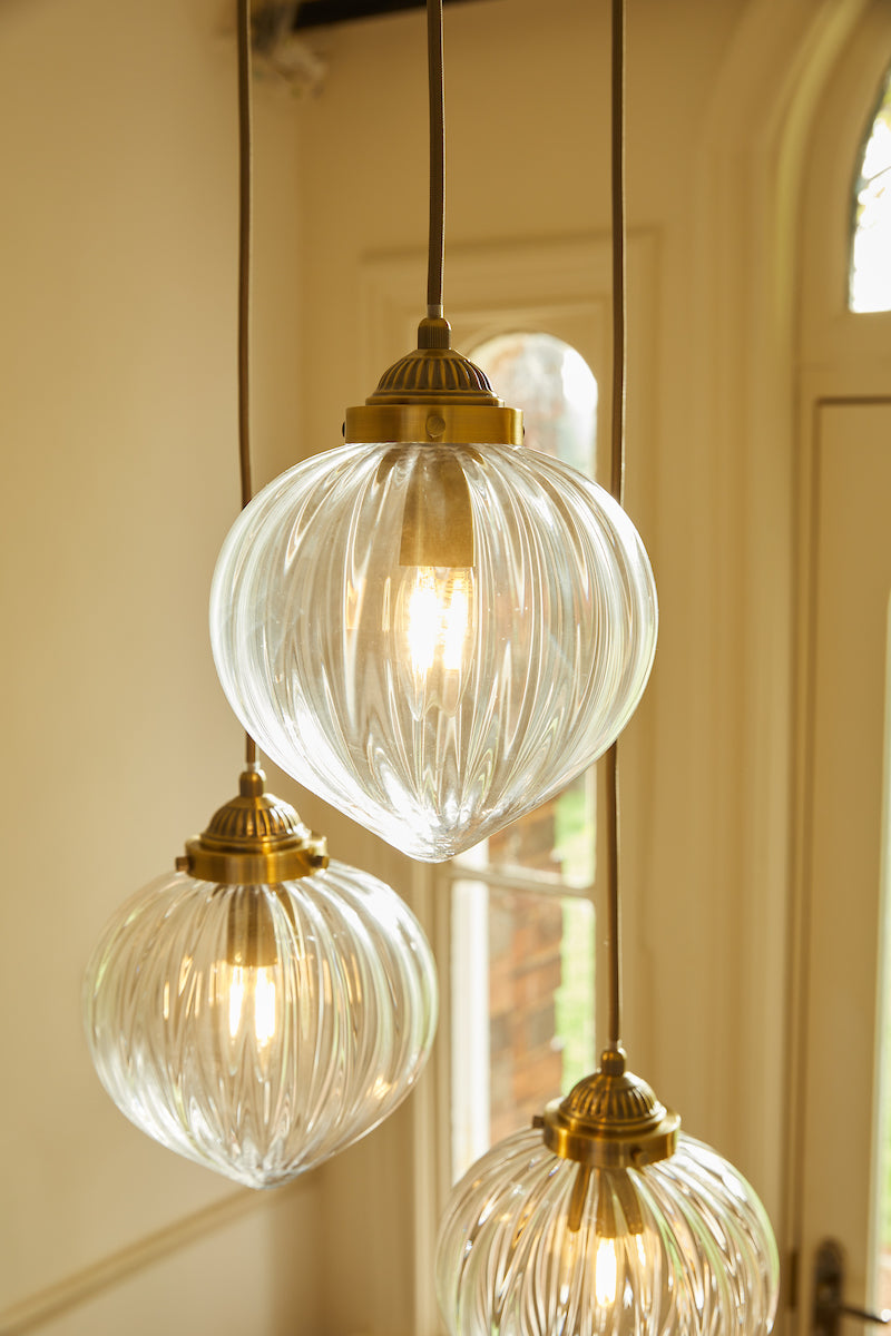 Laura Ashley Whitham 3 Light Cluster Pendant Antique Brass – from Amos Lighting + Home