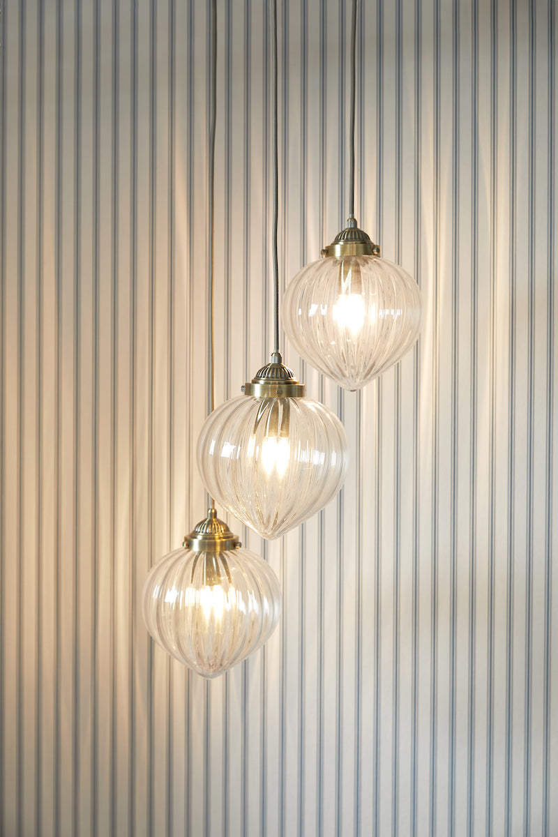 Laura Ashley Whitham 3 Light Cluster Pendant Antique Brass – from Amos Lighting + Home