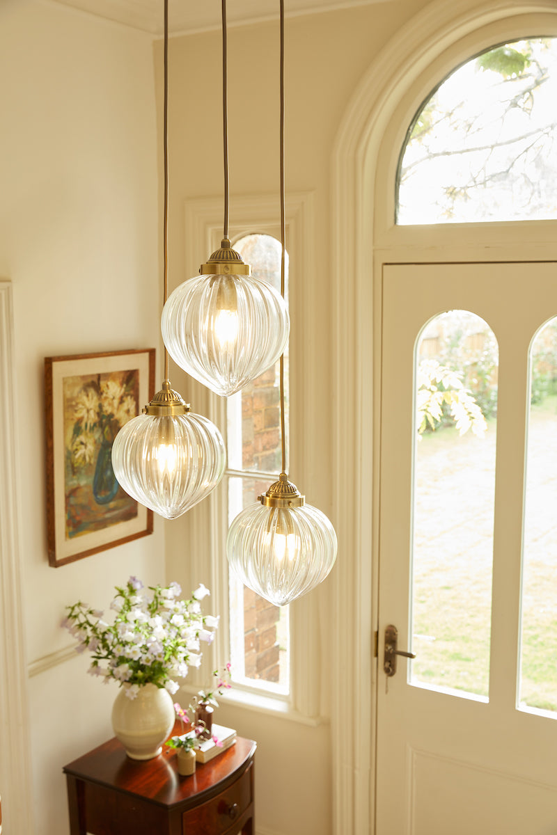 Laura Ashley Whitham 3 Light Cluster Pendant Antique Brass – from Amos Lighting + Home