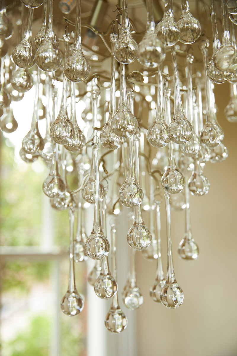 Laura Ashley Willow 4 Light Pendant Satin Champagne and Crystal – from Amos Lighting + Home