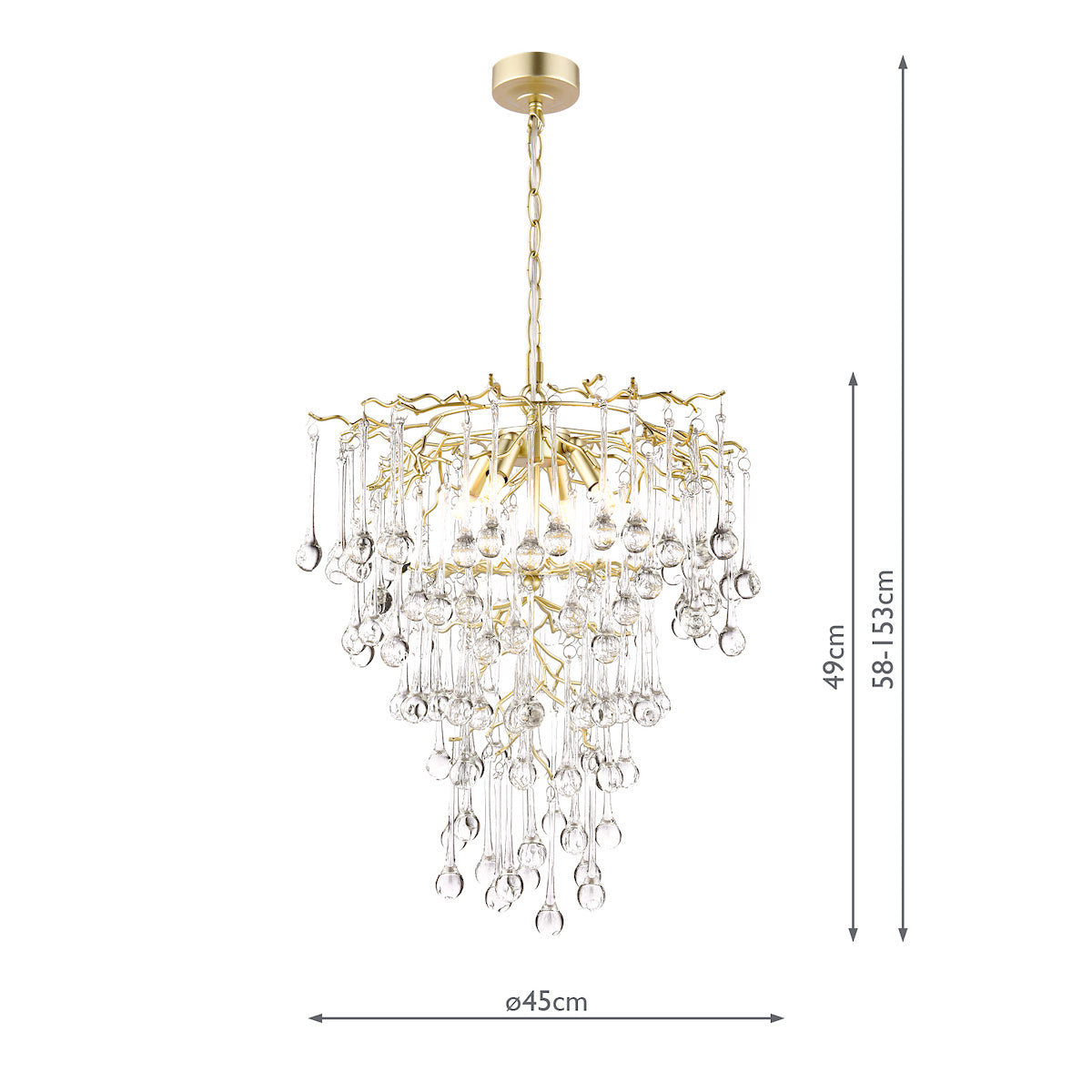 Laura Ashley Willow 4 Light Pendant Satin Champagne and Crystal – from Amos Lighting + Home