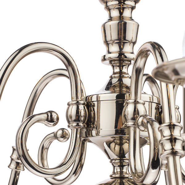 Laura Ashley Winchester 5 Light Chandelier Polished Nickel – from Amos Lighting + Home