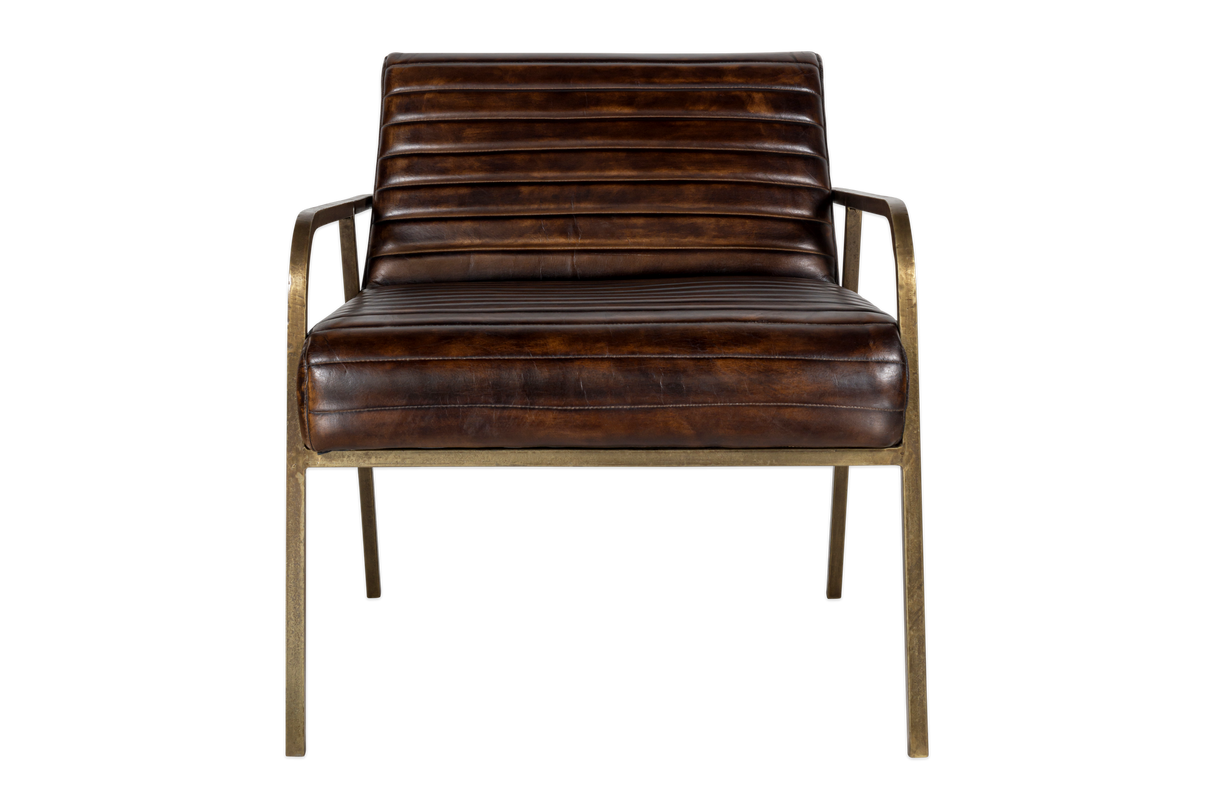 Nkuku Mirai Ribbed Leather Armchair Chocolate Brown